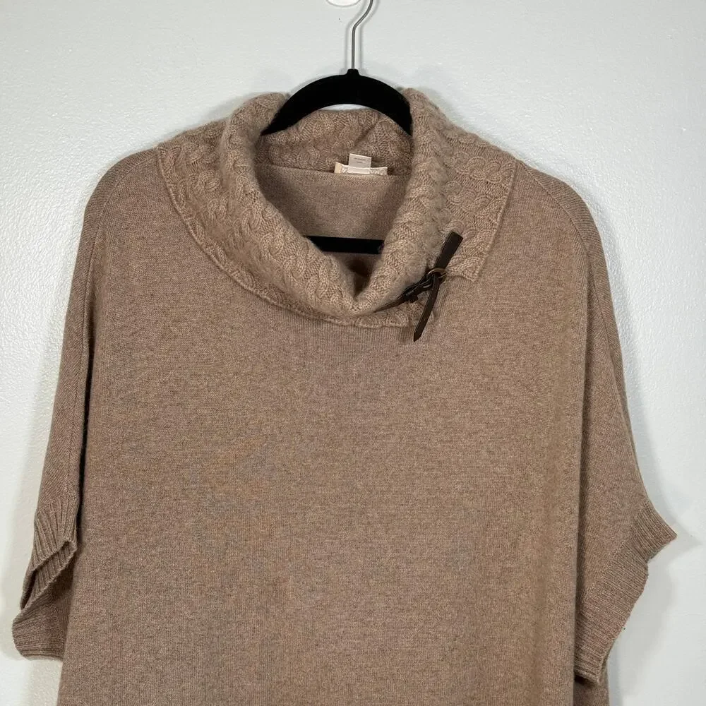 Nordstrom 100% Cashmere Cowl Neck Poncho Sweater One Size Equestrian Luxury - Picture 2 of 7